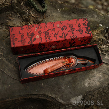 Damascus Steel Feather Knife EDC with a Luxury Gift Box